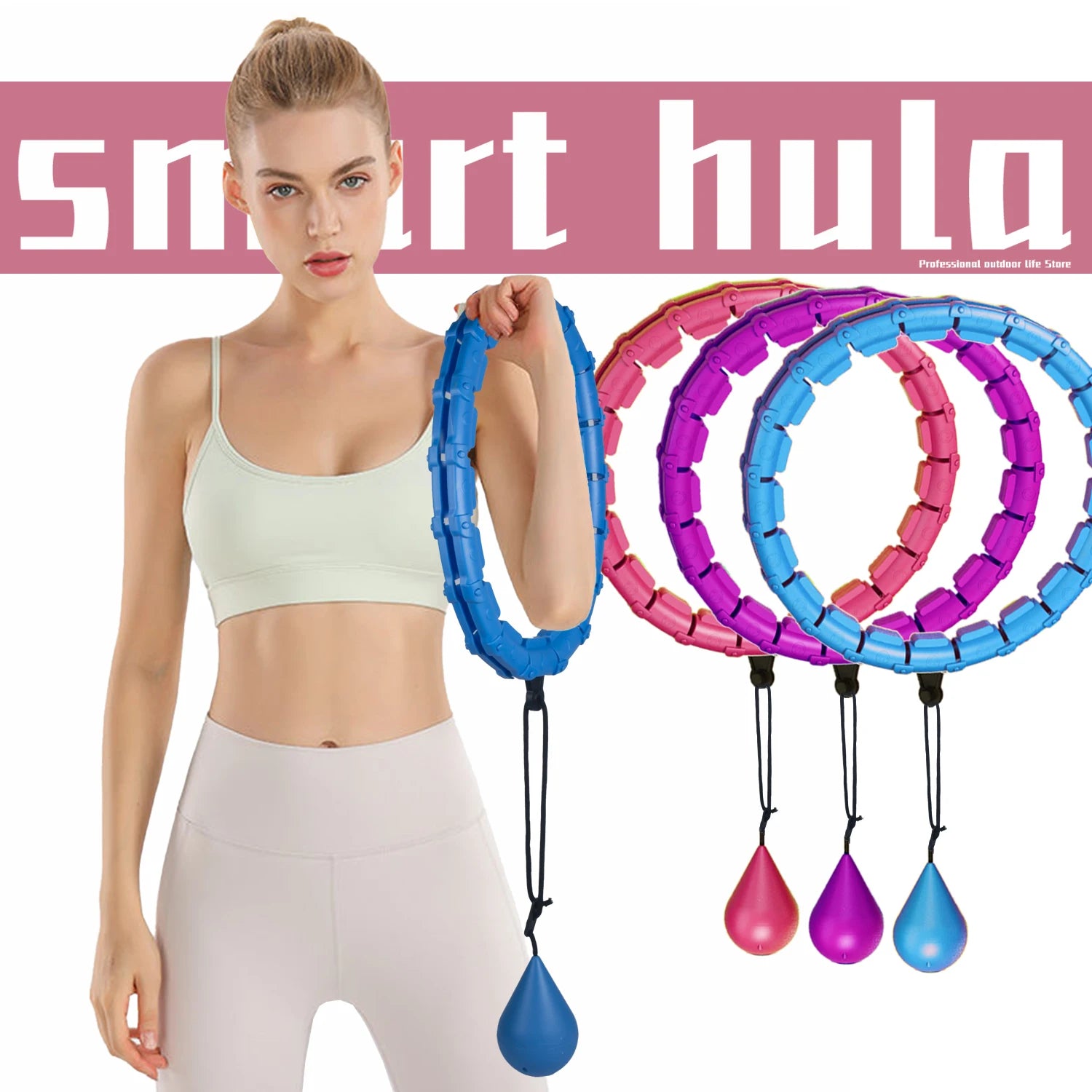 Transform Your Waistline with the 32/20/24/28 Section Adjustable Hoola Massage Fitness Hoop for Effective Weight Loss and Body Shaping